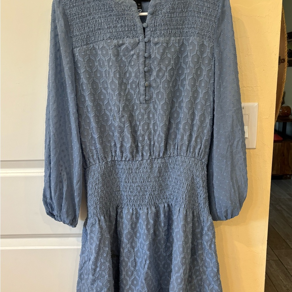 White House Black Market Textured Blue Dress
